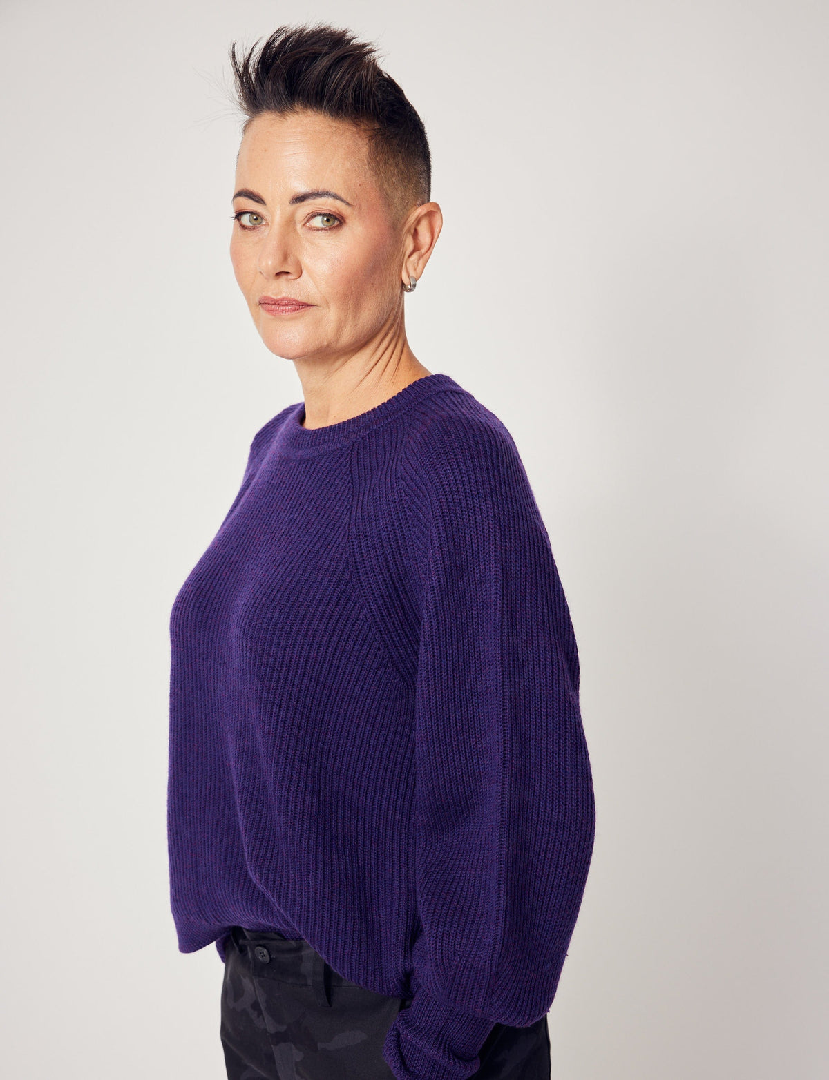 Lindsay Nicholas New York Sweaters Sculptured Sleeve Sweater in Amethyst