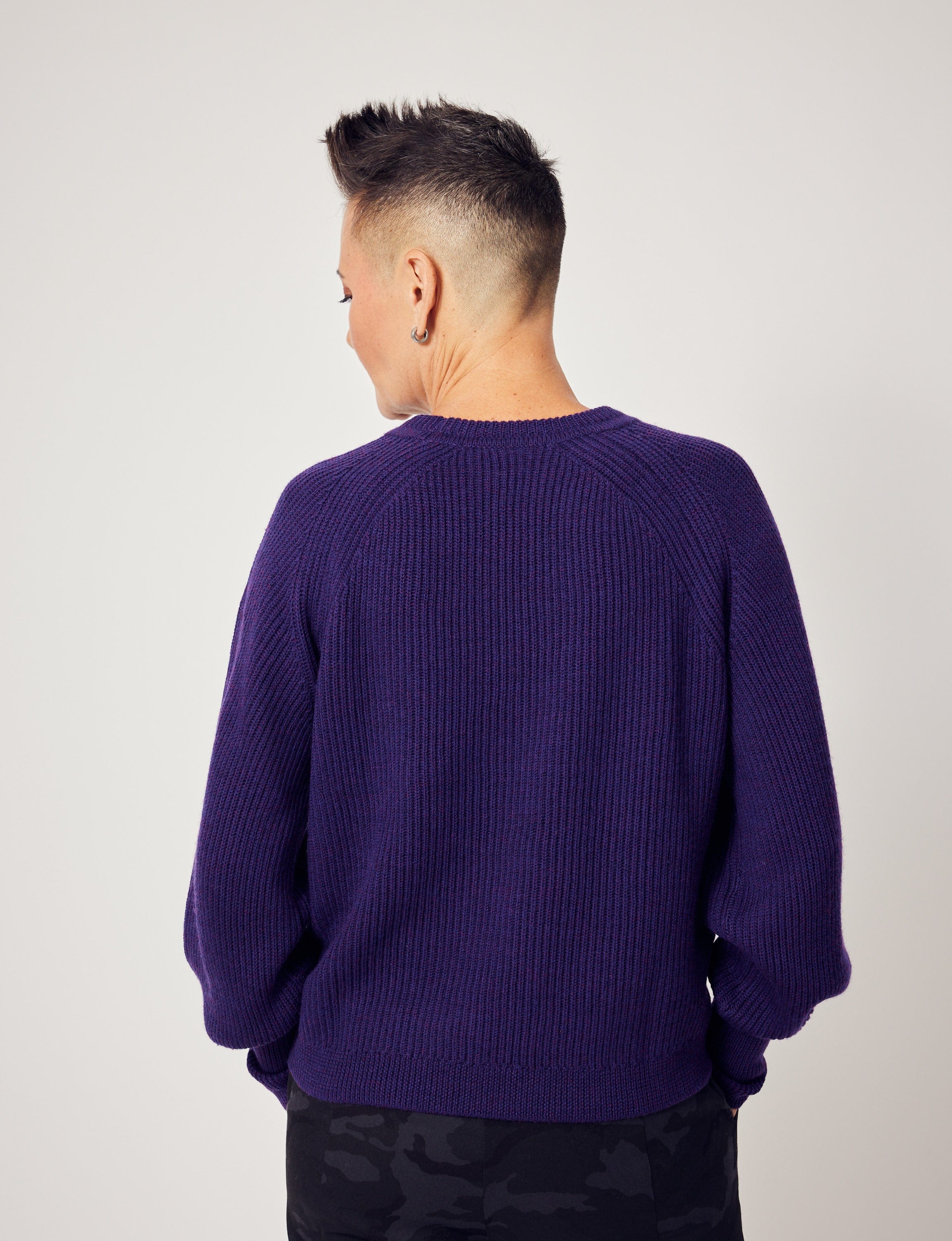 Lindsay Nicholas New York Sweaters Sculptured Sleeve Sweater in Amethyst