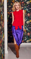 Lindsay Nicholas New York Long Skirts Silk Slit Skirt in Purple - Early Access Sale