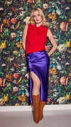 Lindsay Nicholas New York Long Skirts Silk Slit Skirt in Purple - Early Access Sale