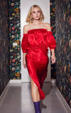 Lindsay Nicholas New York Long Skirts Silk Slit Skirt in Red