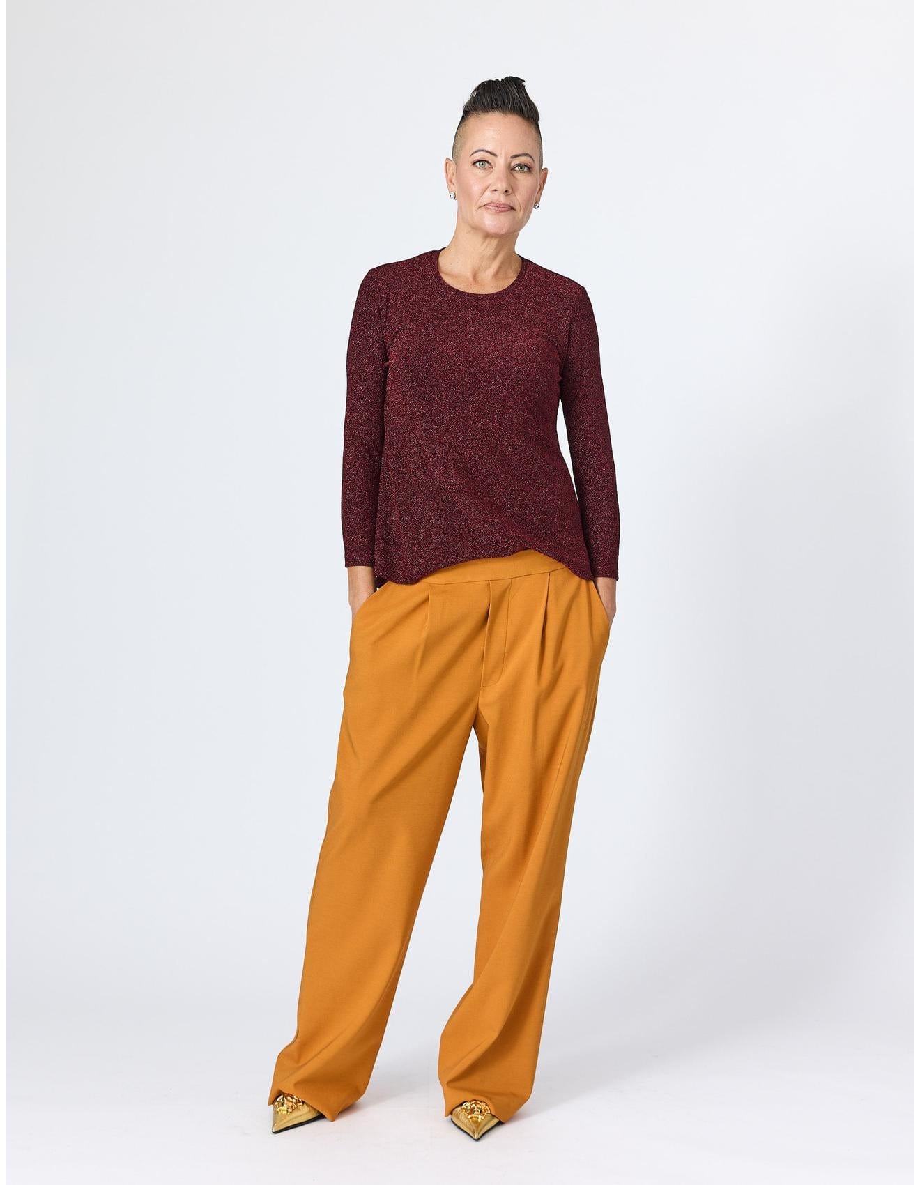 Lindsay Nicholas New York Apparel & Accessories Faux Rise Pant in Marigold