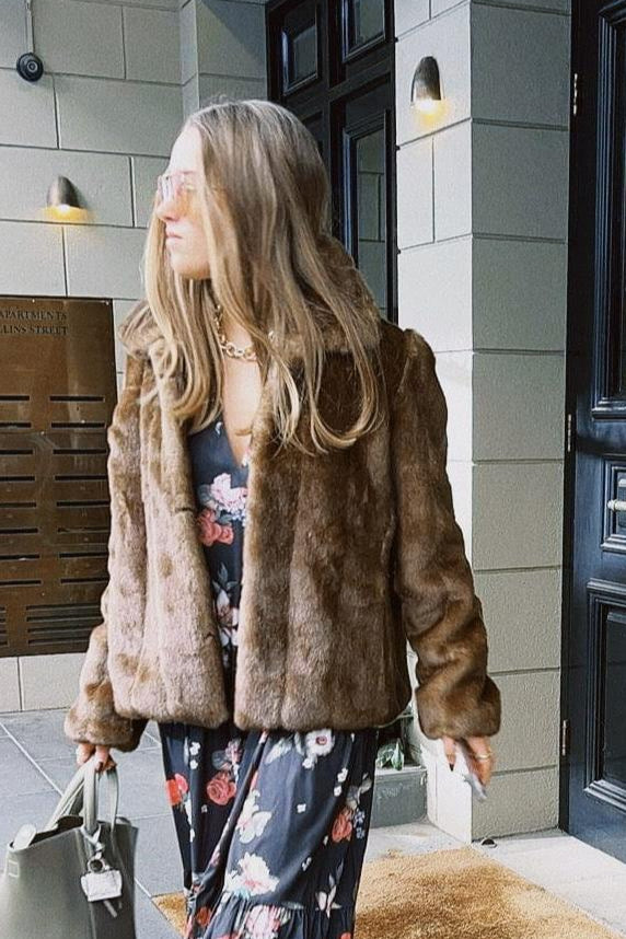 Lindsay Nicholas New York COAT Short Faux Fur Coat in Mink