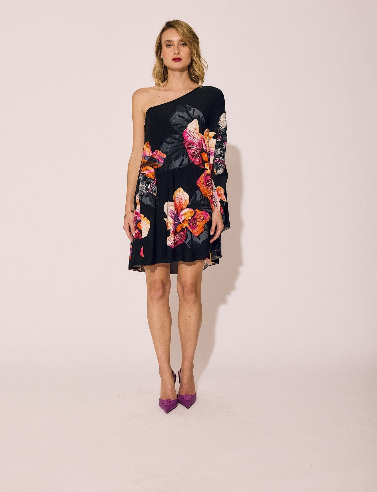 Lindsay Nicholas New York DRESS One Shoulder Dress in Showgirl Floral