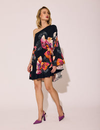 Lindsay Nicholas New York DRESS One Shoulder Dress in Showgirl Floral