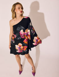 Lindsay Nicholas New York DRESS One Shoulder Dress in Showgirl Floral