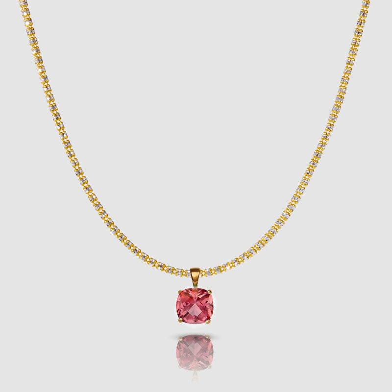 Cove Fine Jewelry Necklace Pendant on 16 in 2.3 Tidal Tennis Chain (shown) Horizon |Nantucket Red | Pink Tourmaline Pendant