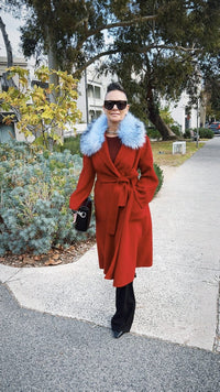 Lindsay Nicholas New York Apparel & Accessories Blue Faux Fur Collar