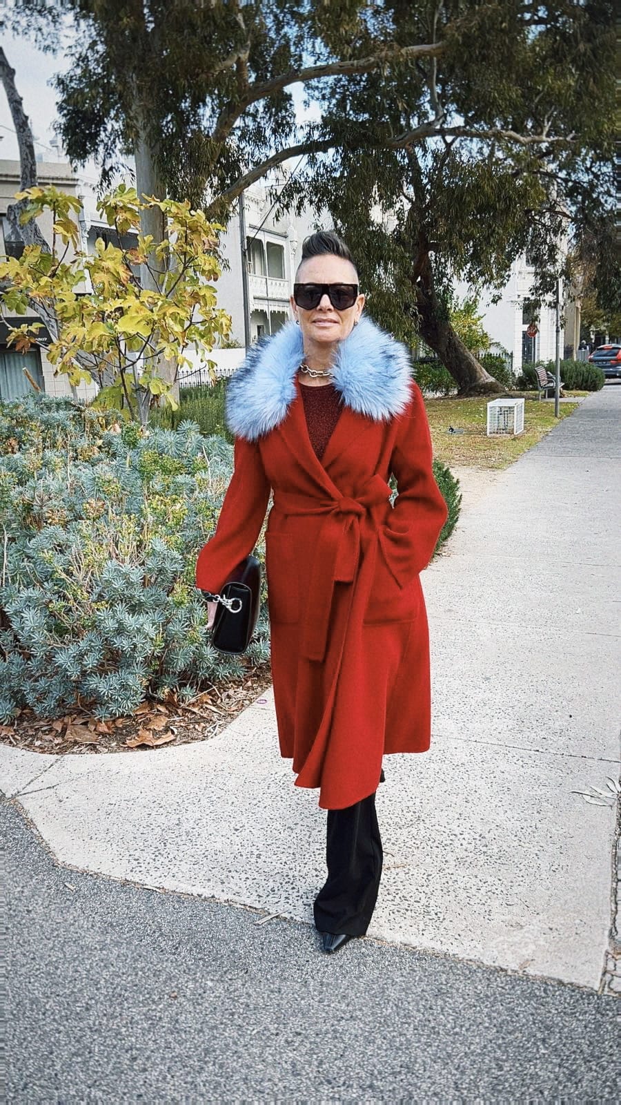 Lindsay Nicholas New York Apparel & Accessories Blue Faux Fur Collar