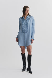 Tuxedo Dress in Chambray