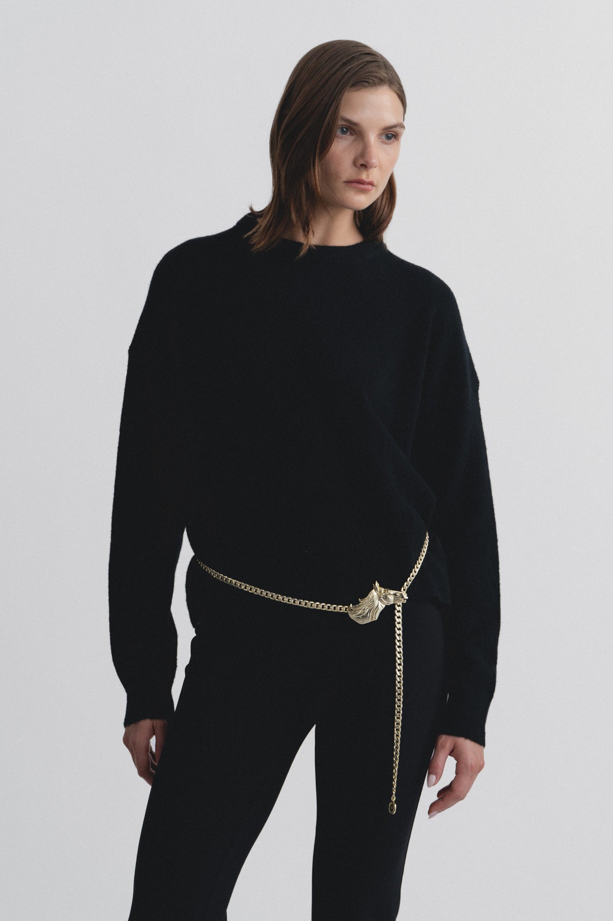 Lindsay Nicholas New York acceso Fire Horse Chain Belt in Gold