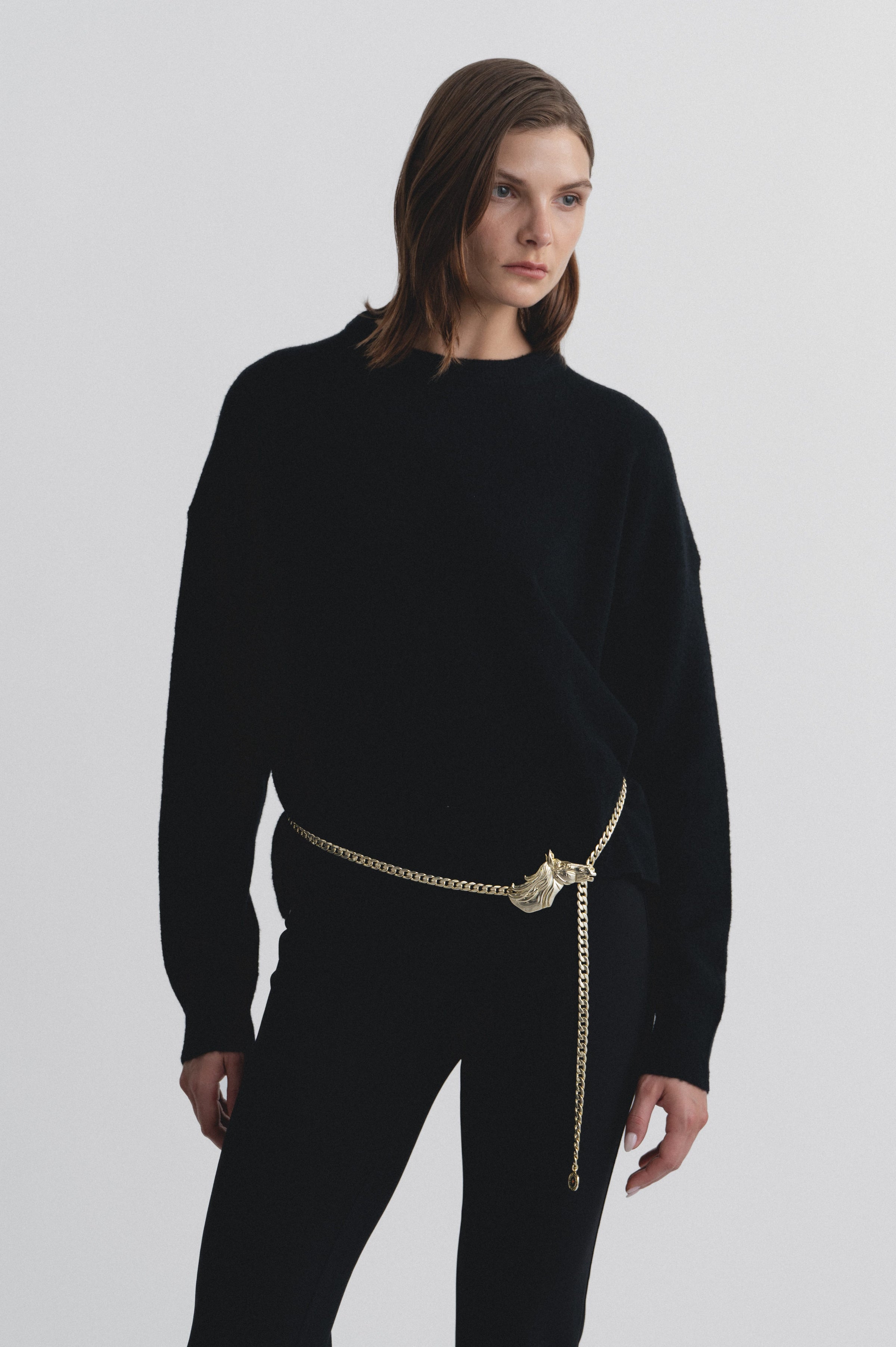 Lindsay Nicholas New York acceso Fire Horse Chain Belt in Gold