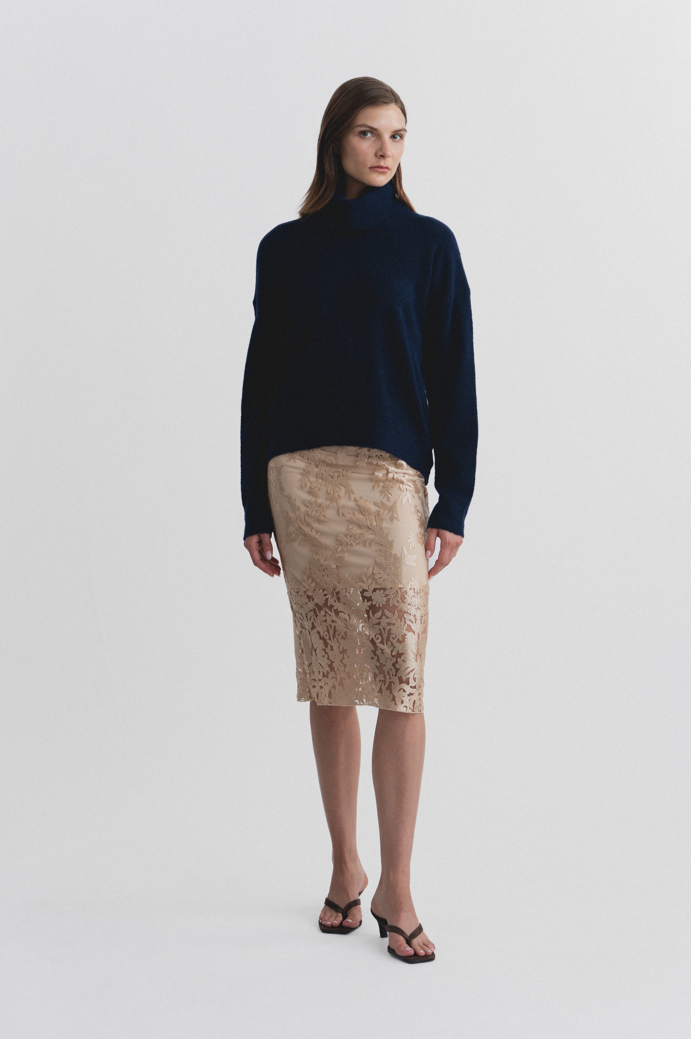 Lindsay Nicholas New York SKIRTS Lace Skirt in Gold