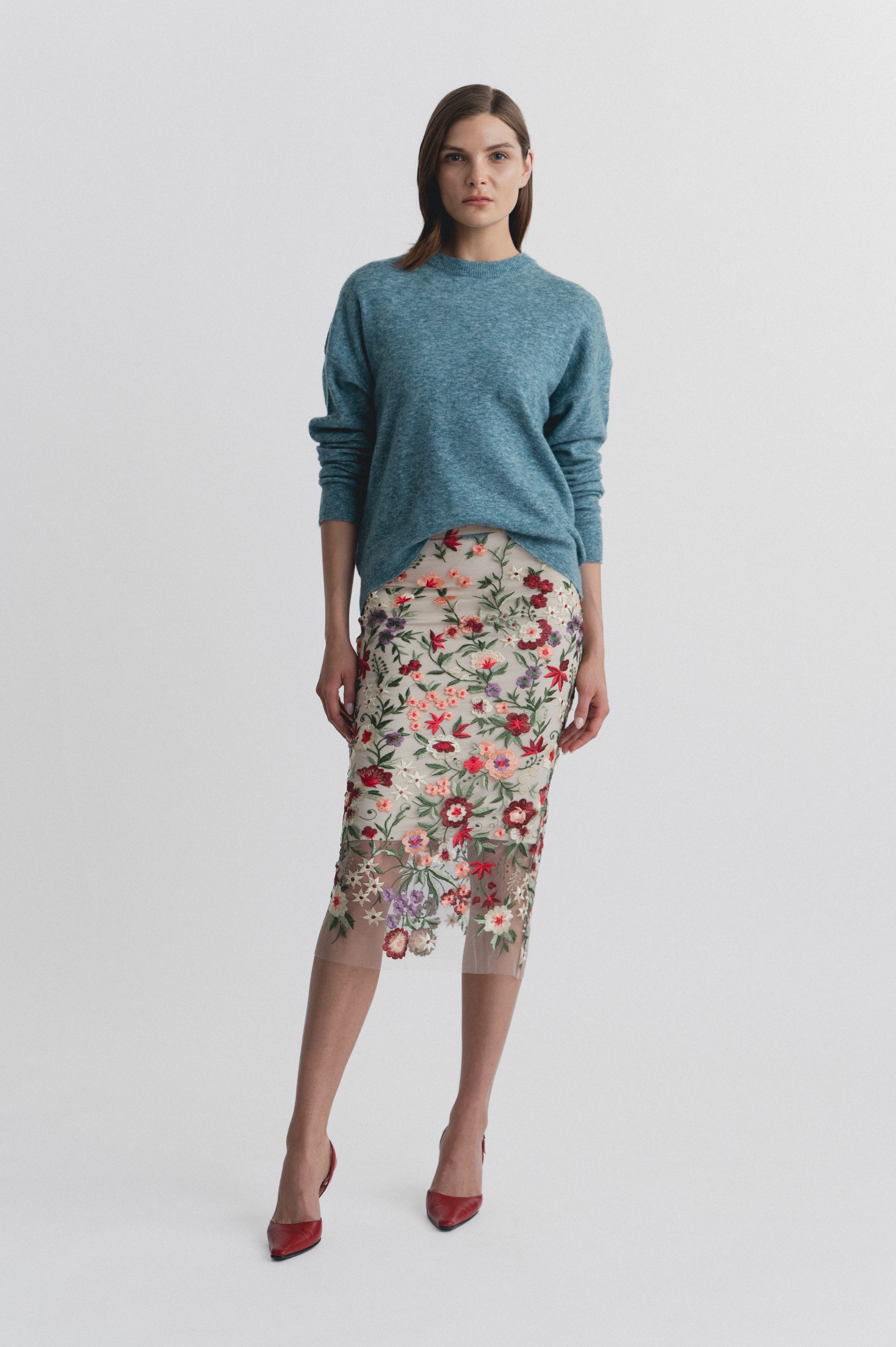Buy Floral Lace Skirt | Luxury Embroidered Midi Skirt – Lindsay