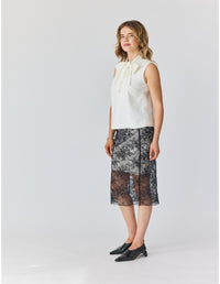 Lindsay Nicholas New York SKIRTS Lace Skirt in Black with Nude Slip