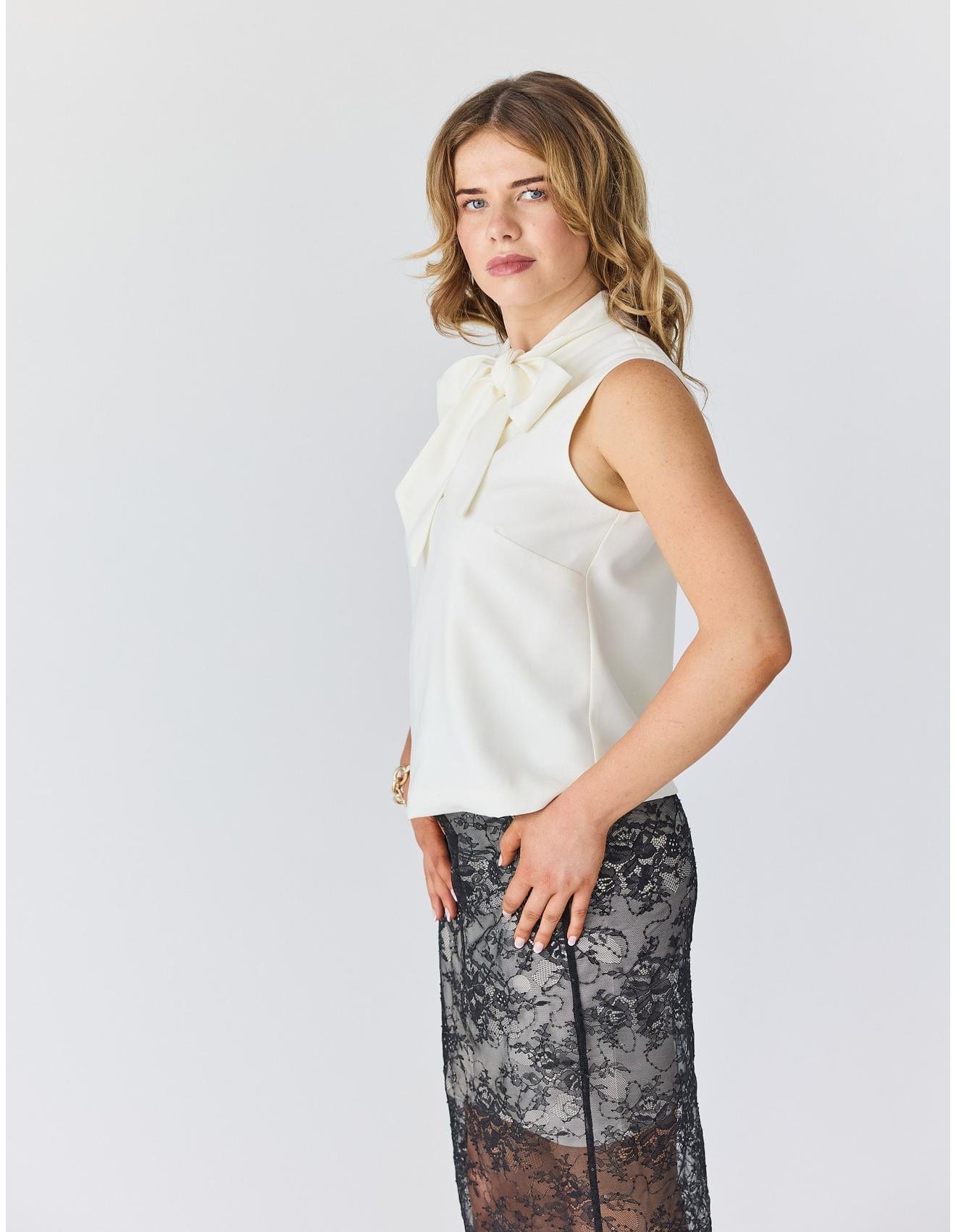 Lindsay Nicholas New York SKIRTS Lace Skirt in Black with Nude Slip