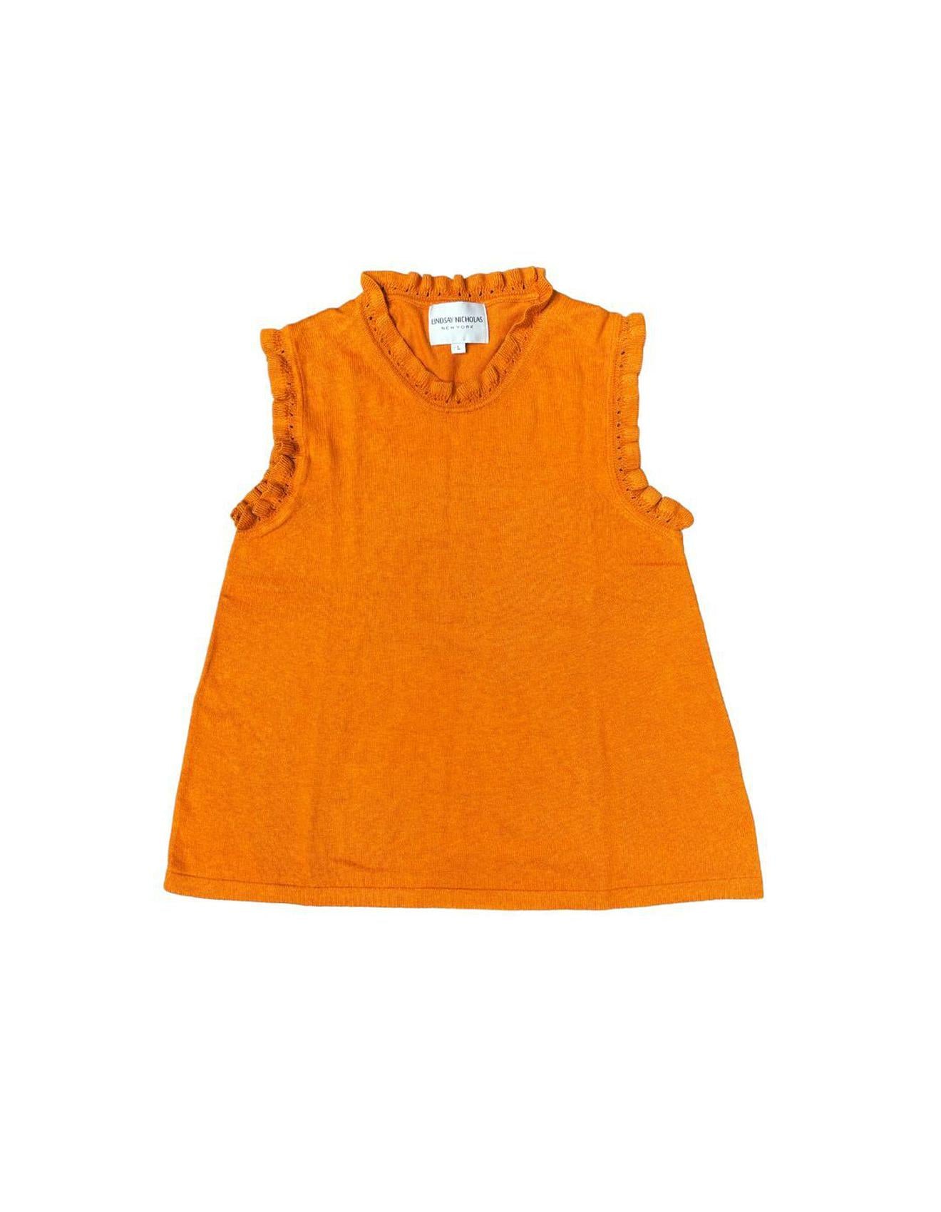 Frill Crewneck Shell in Orange