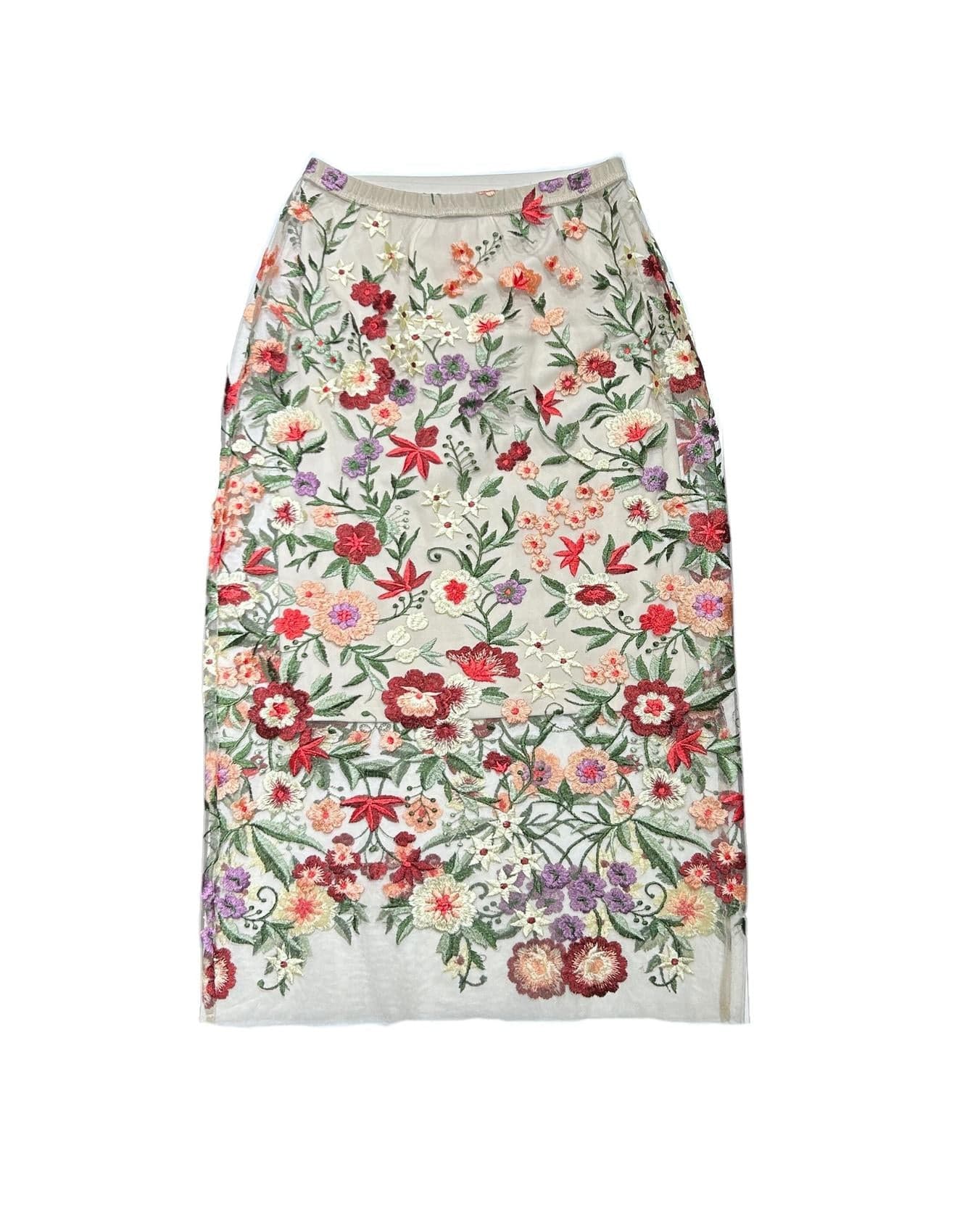 Lindsay Nicholas New York SKIRTS Lace Skirt in Floral with Nude Slip