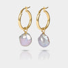 Cove Fine Jewelry Earrings Small Hoop & Large Pearl Grey Oyster