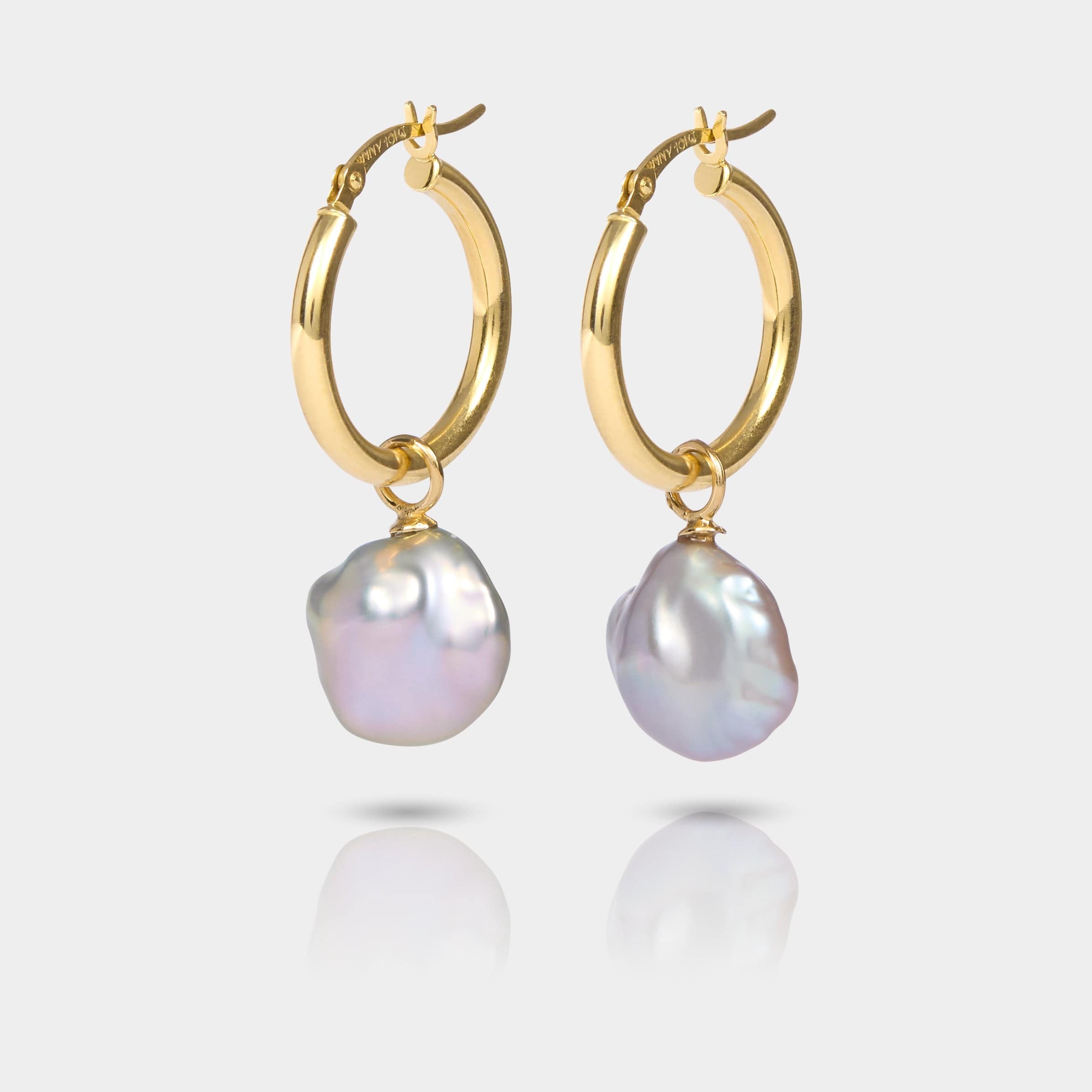 Cove Fine Jewelry Earrings Small Hoop & Large Pearl Grey Oyster