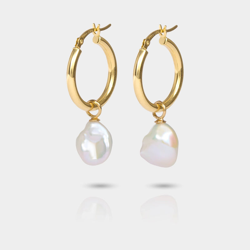 Cove Fine Jewelry Earrings Small Hoop & Small White Pearl Oyster