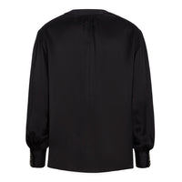 Lindsay Nicholas New York TOP Poet Blouse in Black Silk Satin