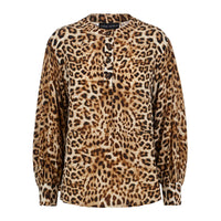 Lindsay Nicholas New York TOP Poet Blouse in Leopard Silk