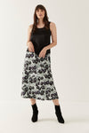 Lindsay Nicholas New York midi Duchess Skirt in Black & Purple Peony