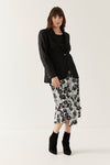 Lindsay Nicholas New York midi Duchess Skirt in Black & Purple Peony