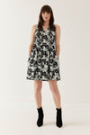 Lindsay Nicholas New York Dresses Pin-Tuck Mini Dress in Black and Purple Peony