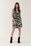 Lindsay Nicholas New York Dresses Pin-Tuck Mini Dress in Black and Purple Peony