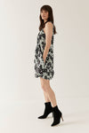 Lindsay Nicholas New York Dresses Pin-Tuck Mini Dress in Black and Purple Peony
