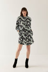 Lindsay Nicholas New York Dresses Shirt Dress in Black & Purple Peony