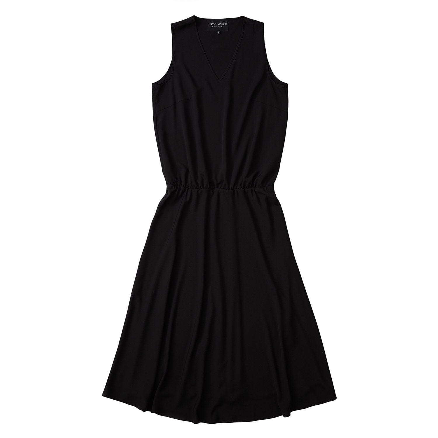 Lindsay Nicholas New York DRESS Romeo Blouson Dress in Black Recycled Poly