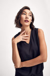 Lindsay Nicholas New York DRESS Romeo Blouson Dress in Black Recycled Poly