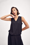 Lindsay Nicholas New York DRESS Romeo Blouson Dress in Black Recycled Poly