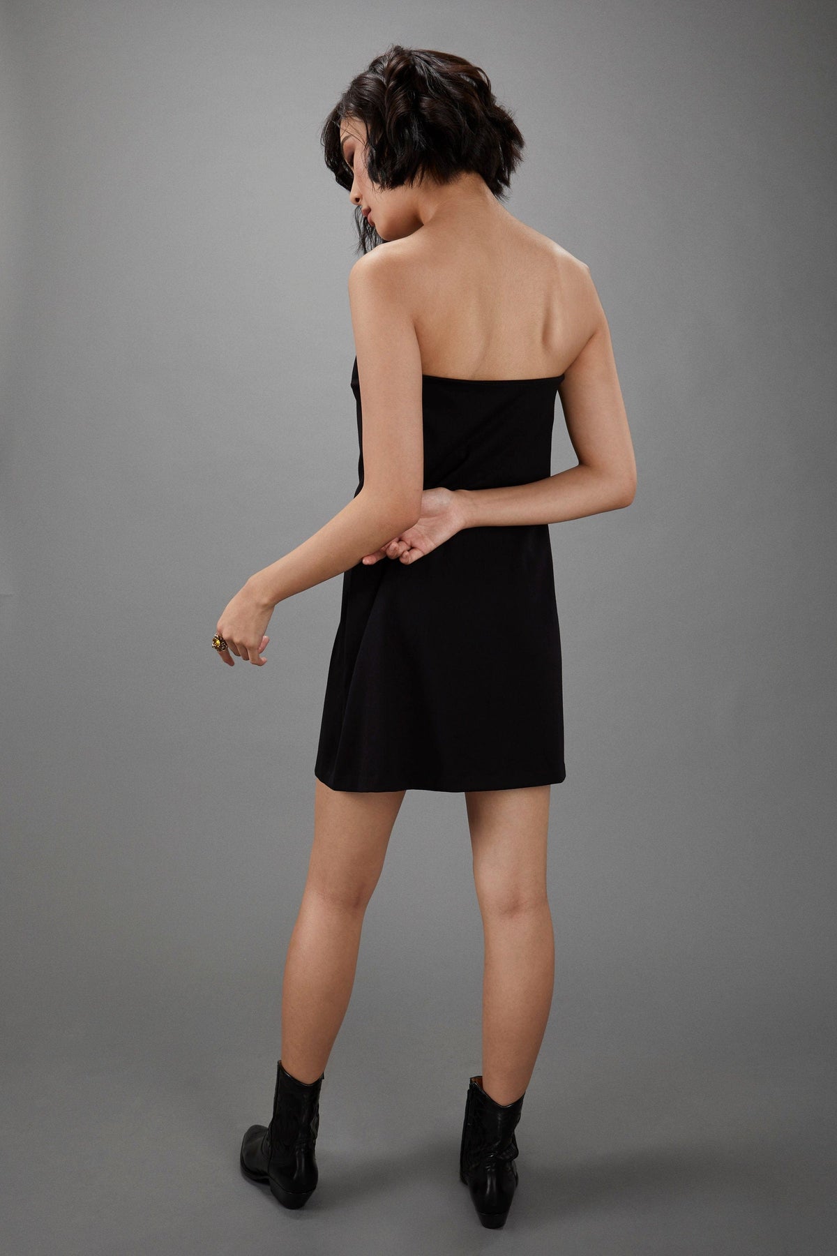 Sale DRESS Strapless Swing Dress in Black