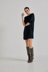 Lindsay Nicholas New York DRESS Shirt Dress in Black Silk Satin