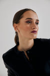 Lindsay Nicholas New York DRESS Shirt Dress in Black Silk Satin