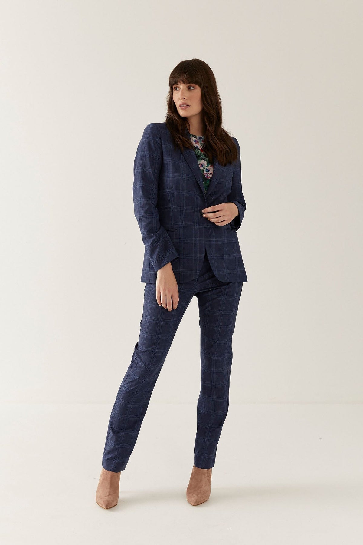 Lindsay Nicholas New York Pant Suits Elizabeth Trouser in Royal Blue Plaid