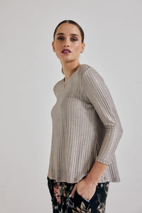 Lindsay Nicholas New York TOP Laura Crew Neck in Antique Shimmer