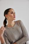 Lindsay Nicholas New York TOP Laura Crew Neck in Antique Shimmer
