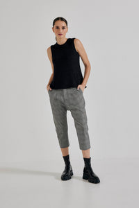 Lindsay Nicholas New York Pants Maverick Drop Crotch Pant in Grey/Burgundy Check