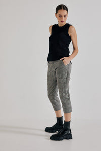 Lindsay Nicholas New York Pants Maverick Drop Crotch Pant in Grey/Burgundy Check