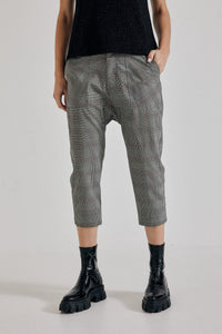 Lindsay Nicholas New York Pants Maverick Drop Crotch Pant in Grey/Burgundy Check
