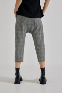 Lindsay Nicholas New York Pants Maverick Drop Crotch Pant in Grey/Burgundy Check