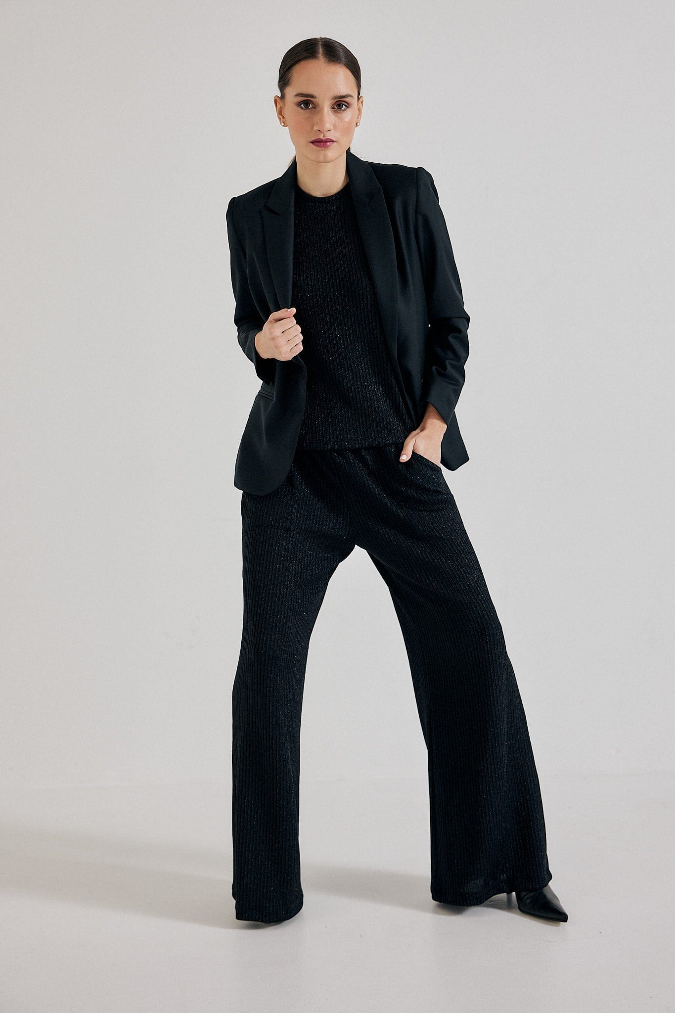 Lindsay Nicholas New York Pants Disco Glitter Pant in Black