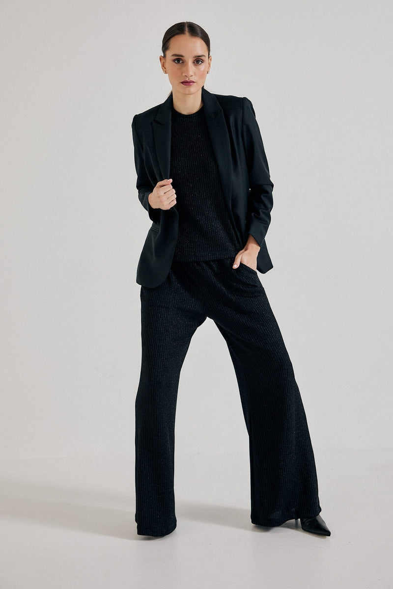 Lindsay Nicholas New York Pants Disco Glitter Pant in Black