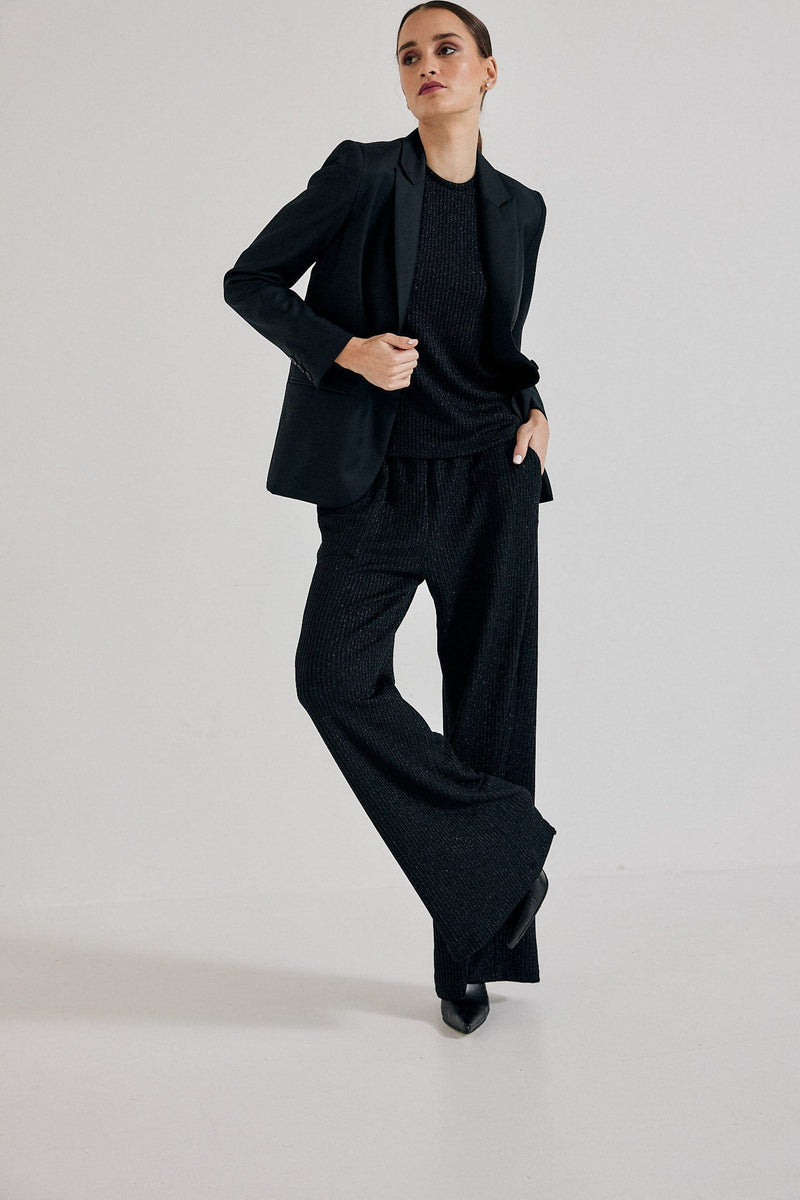 Lindsay Nicholas New York Pants Disco Glitter Pant in Black