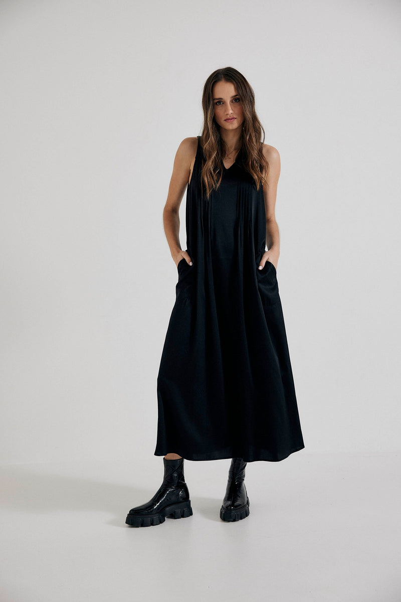Lindsay Nicholas New York DRESS Maxi Dress in Black Silk